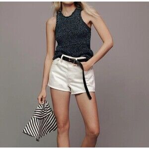 Pilcro Anthropologie Womens Small Blue Stitched Knit Sleeveless Sweater Tank